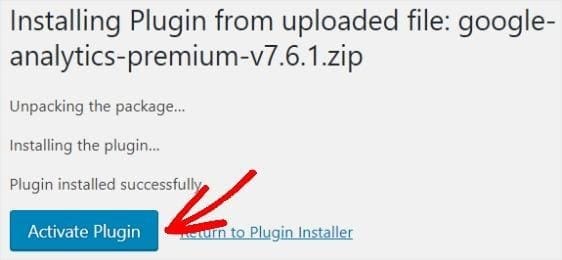Activate monsterinsights plugin