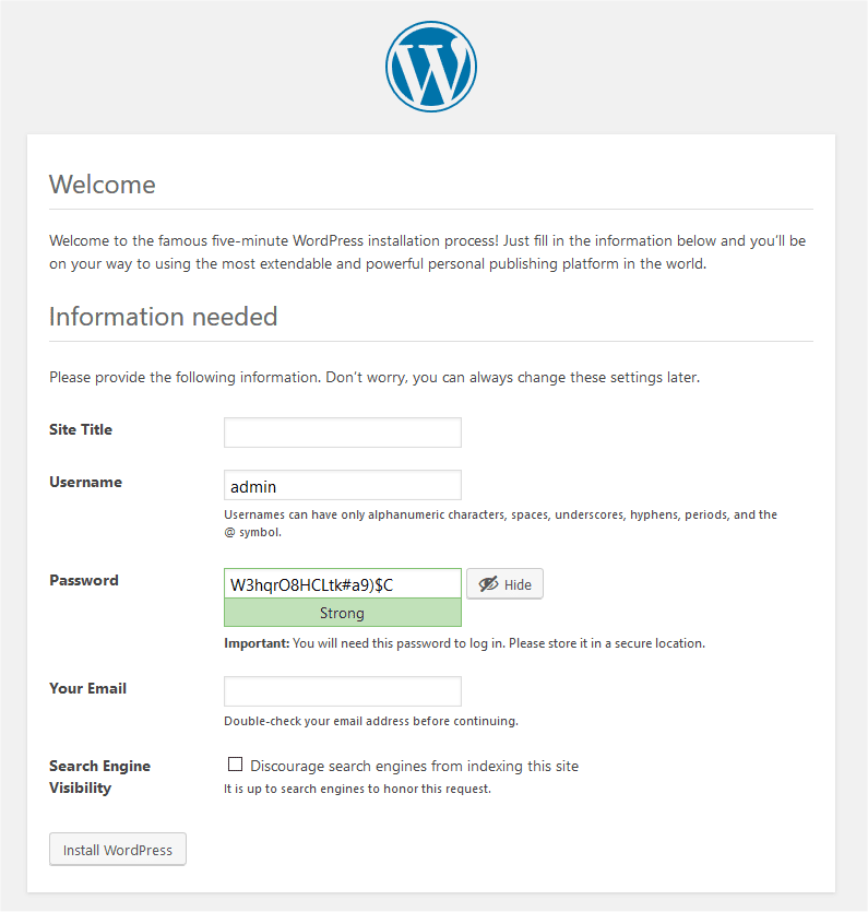 wordpress installation wordpress installation