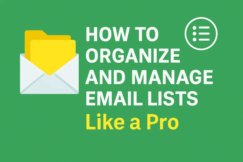 Organized email list interface showing segmentation, tagging, and subscriber management tools