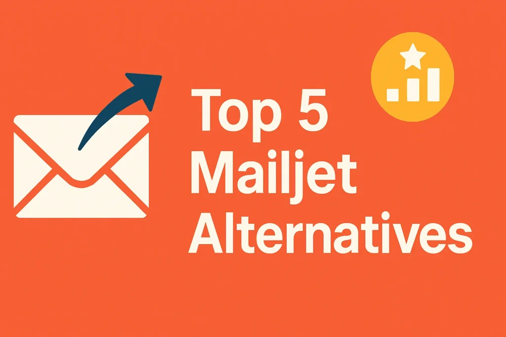 Visual lineup of Mailjet alternative email platforms with logos and feature highlights