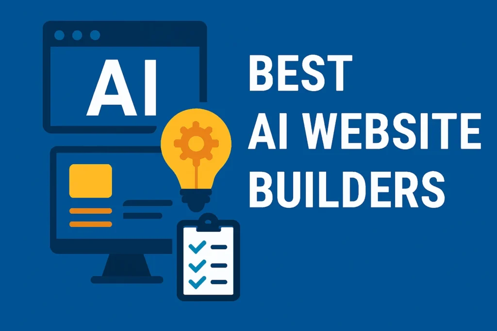 AI-powered website builder interface with drag-and-drop tools and smart design suggestions