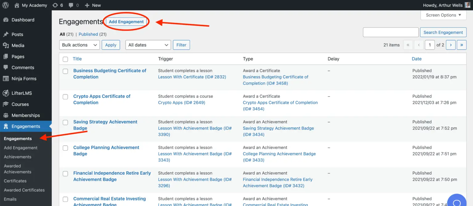lifterlms student engagement tools